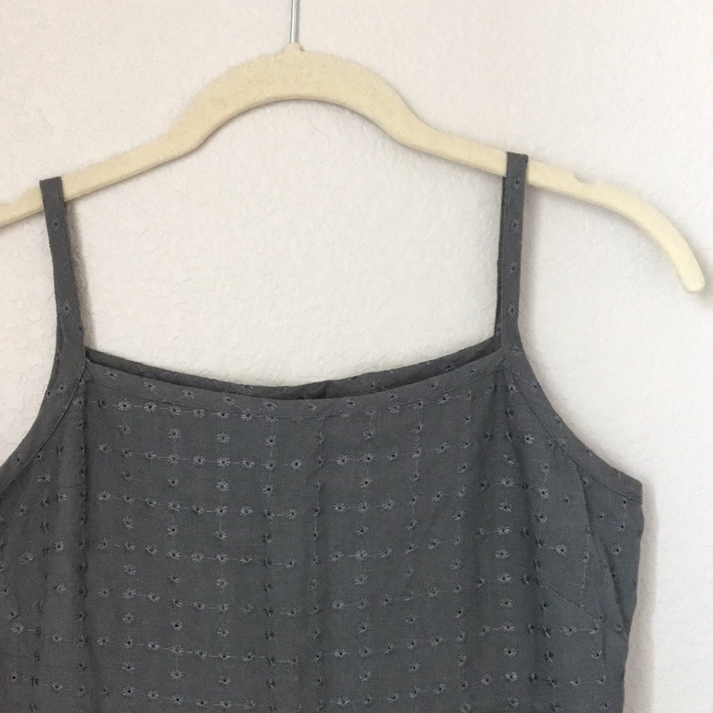 NWT GAP Eyelet Grey Square Neck Dress 0
